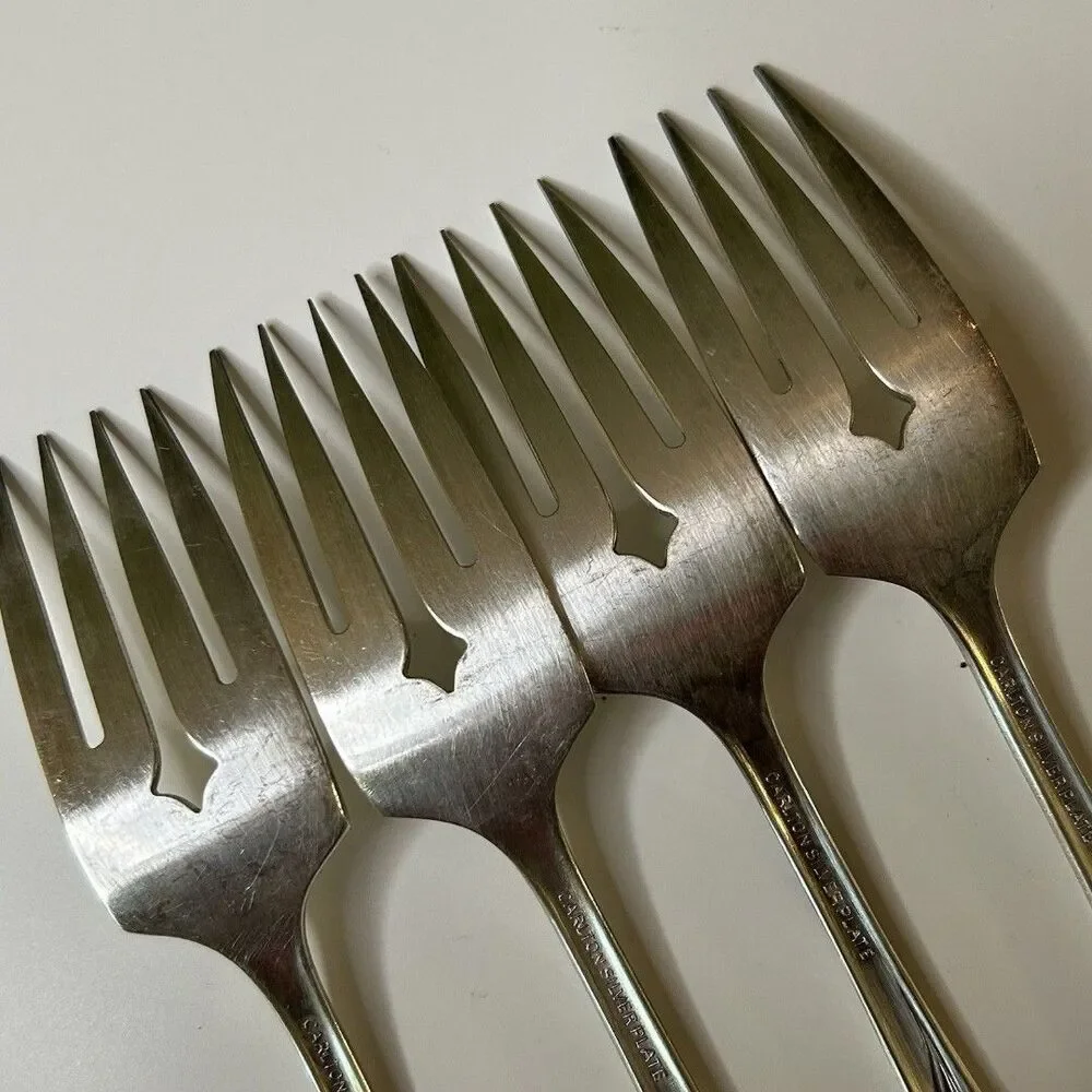 Carlton Silver Plate Salad Fork Set Of 4 Forks Cherie Pattern - Picture 4 of 12